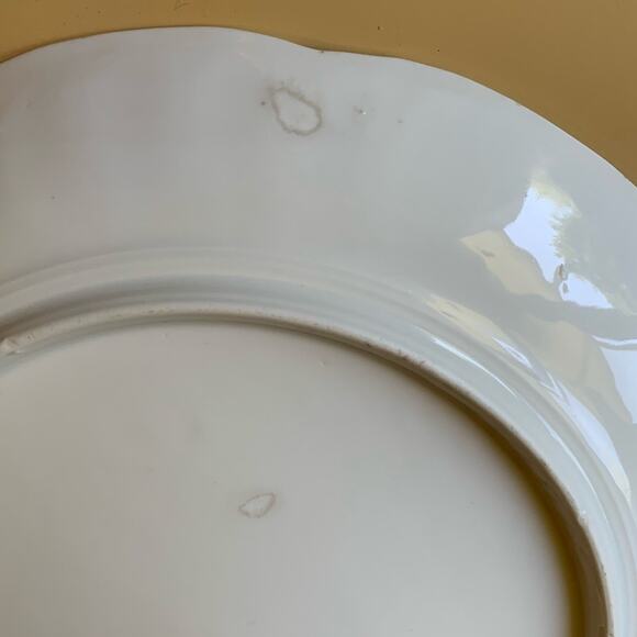 Vintage Floral White/Gold 10" Serving Plate w/Pierced Handles Textured Rim - Picture 13 of 13